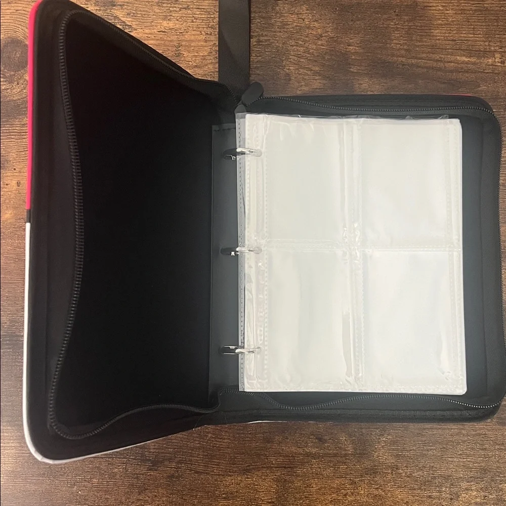 Dark Pink and White Case for holding sports cards or poke-man cards.